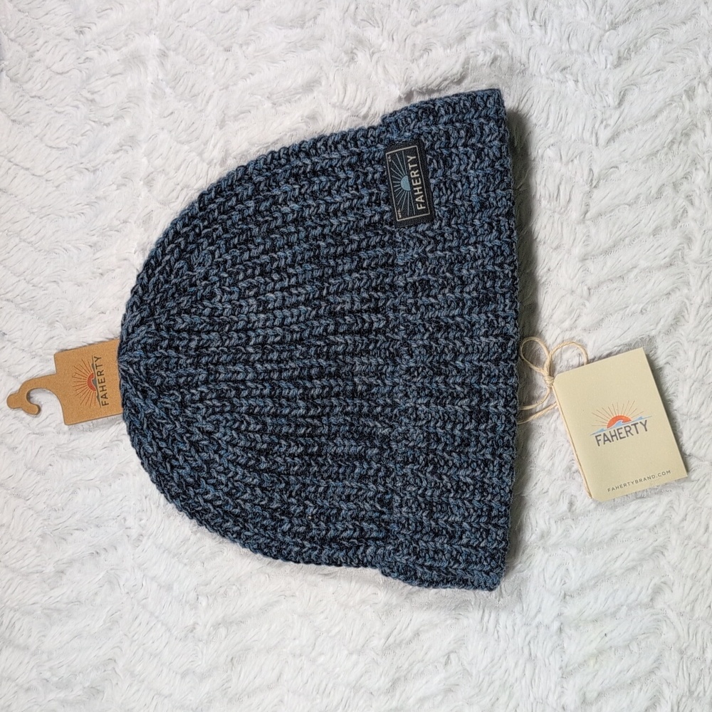 483. Faherty Chunky Rib Watch Cap | Color: Denim Marble